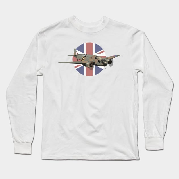 Bristol Beaufort British WW2 Airplane with Flag Long Sleeve T-Shirt by NorseTech